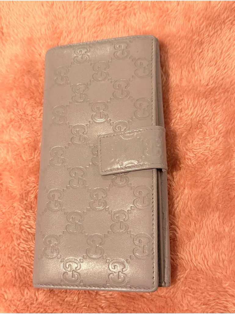 Authentic Gucci Light Purple Guccissima Embossed Leather Wallet